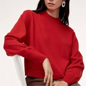 ❌sold❌Aritzia Wilfred 100% Merino Wool Mock Neck Croped Knit Sweater Size S